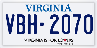 VA license plate VBH2070