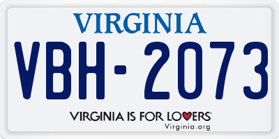 VA license plate VBH2073