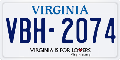 VA license plate VBH2074