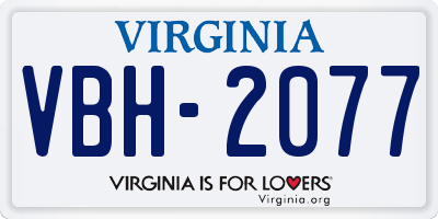 VA license plate VBH2077