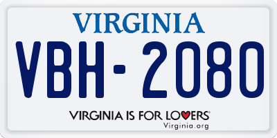 VA license plate VBH2080