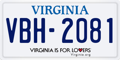 VA license plate VBH2081