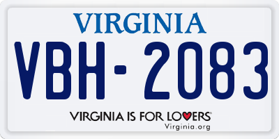 VA license plate VBH2083