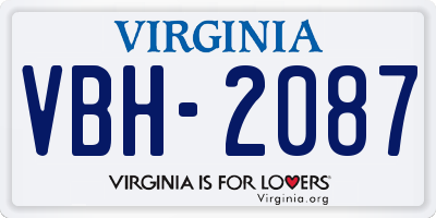 VA license plate VBH2087