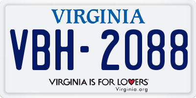 VA license plate VBH2088