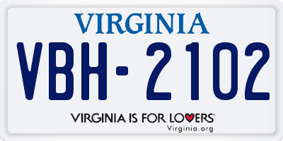 VA license plate VBH2102