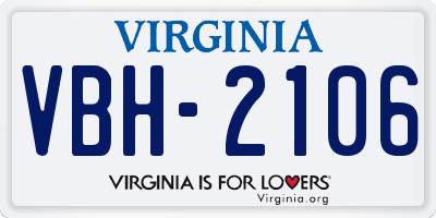VA license plate VBH2106