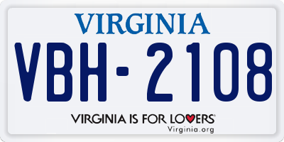 VA license plate VBH2108