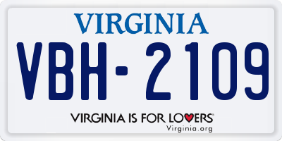 VA license plate VBH2109