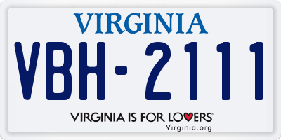 VA license plate VBH2111
