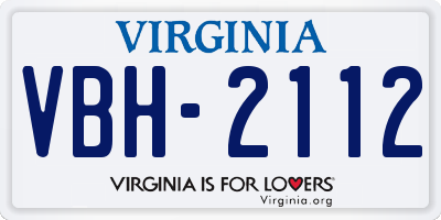 VA license plate VBH2112