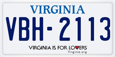 VA license plate VBH2113