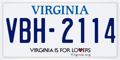 VA license plate VBH2114