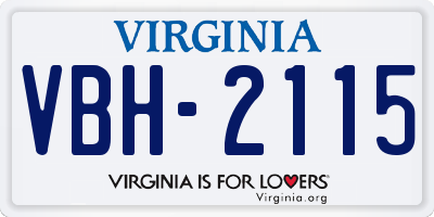 VA license plate VBH2115