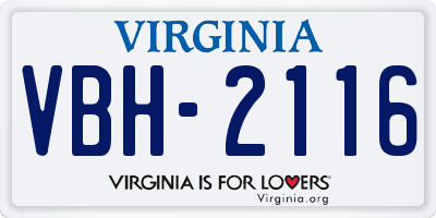 VA license plate VBH2116