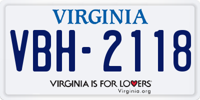 VA license plate VBH2118