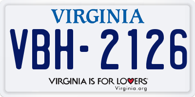 VA license plate VBH2126
