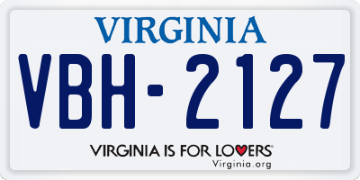 VA license plate VBH2127