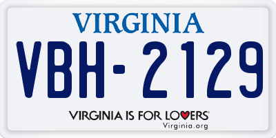 VA license plate VBH2129