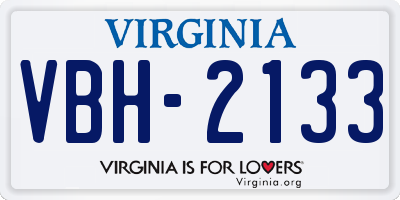 VA license plate VBH2133