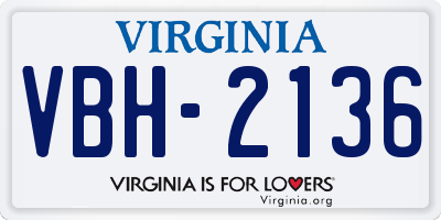 VA license plate VBH2136