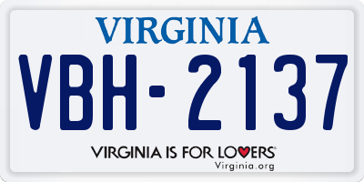 VA license plate VBH2137