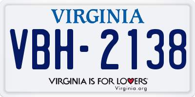 VA license plate VBH2138