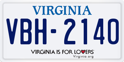 VA license plate VBH2140