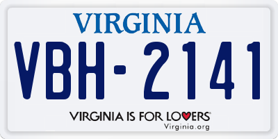 VA license plate VBH2141