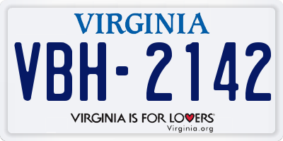 VA license plate VBH2142