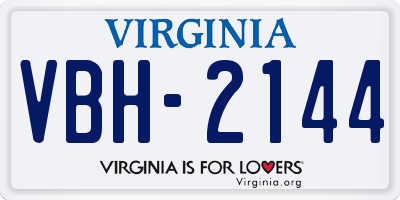 VA license plate VBH2144
