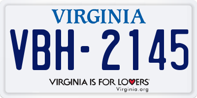 VA license plate VBH2145