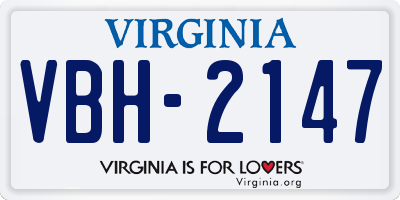 VA license plate VBH2147