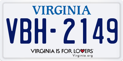 VA license plate VBH2149