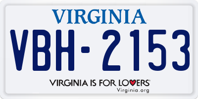 VA license plate VBH2153