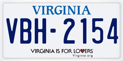 VA license plate VBH2154