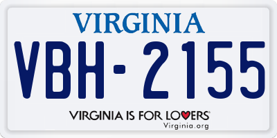 VA license plate VBH2155
