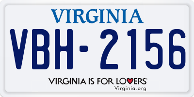 VA license plate VBH2156