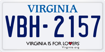 VA license plate VBH2157