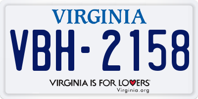 VA license plate VBH2158