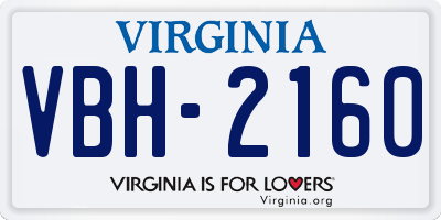 VA license plate VBH2160