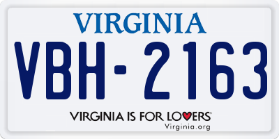 VA license plate VBH2163