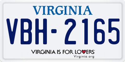 VA license plate VBH2165