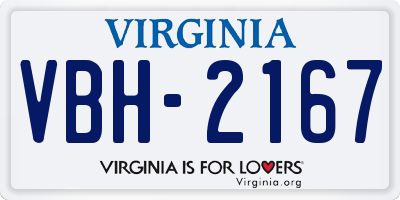 VA license plate VBH2167