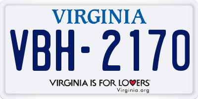 VA license plate VBH2170