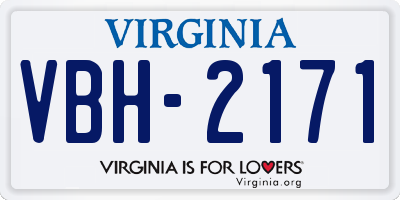 VA license plate VBH2171