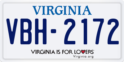 VA license plate VBH2172