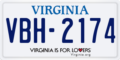 VA license plate VBH2174
