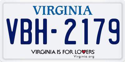 VA license plate VBH2179