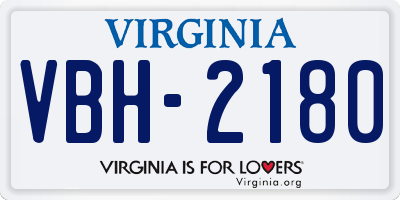 VA license plate VBH2180